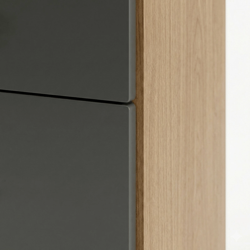 Closet De 2 Puertas 4 Cajones 62x182x40 cm Roble-Negro - 3