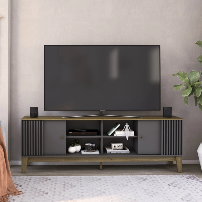 RACK TV HASTA 79 PULGADAS 200X66X36 GRIS FLORENCIA - 2