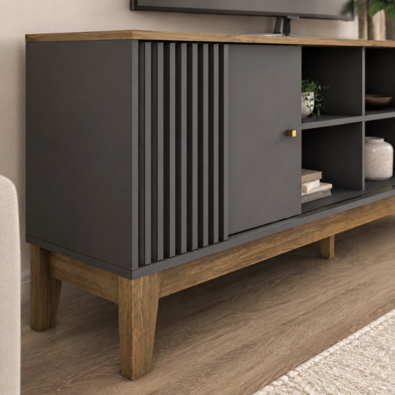 RACK TV HASTA 79 PULGADAS 200X66X36 GRIS FLORENCIA - 3