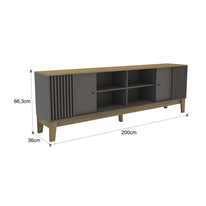 RACK TV HASTA 79 PULGADAS 200X66X36 GRIS FLORENCIA - 5