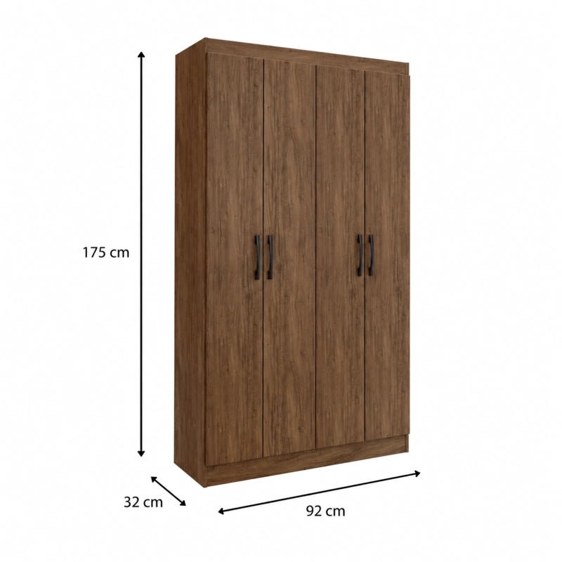 CLOSET MULTIUSO 4 PUERTAS 8 REPISAS 175X92X32 CM CAFE - 4