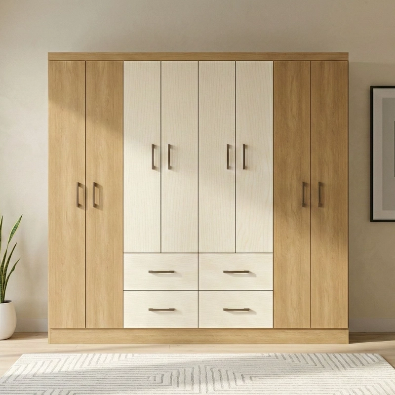 Clóset 8 Puertas 4 Cajones 7 Repisas 183x177x40 cm Bicolor - 2