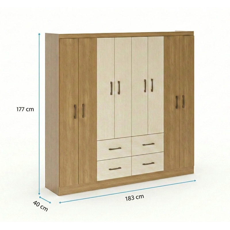 Clóset 8 Puertas 4 Cajones 7 Repisas 183x177x40 cm Bicolor - 4