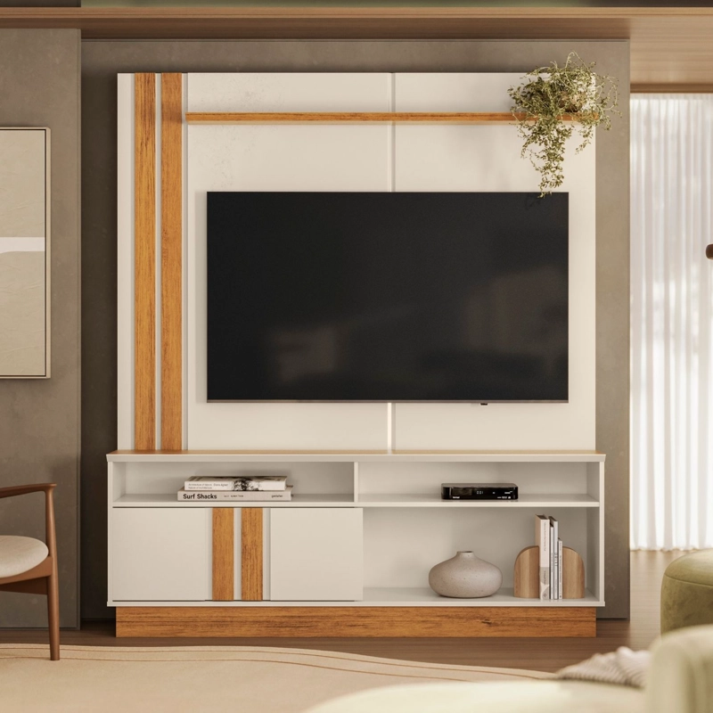 ESTANTE TV HASTA 60 PULGADAS 160X180X36 CM BEIGE - FORTALEZA - 1