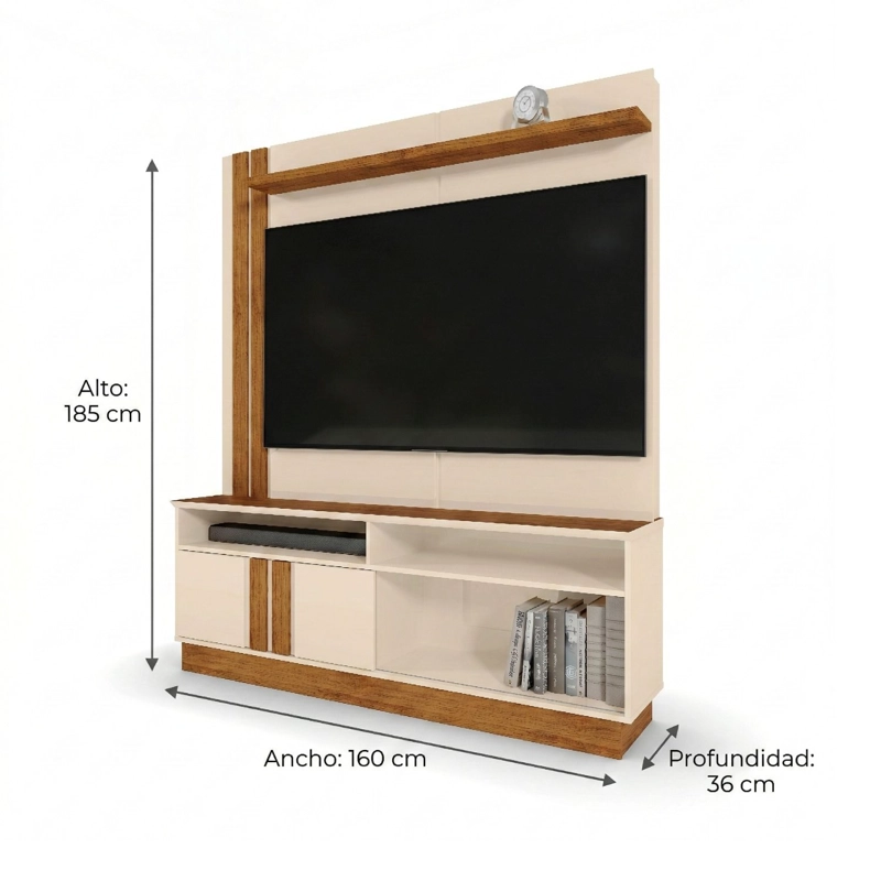ESTANTE TV HASTA 60 PULGADAS 160X180X36 CM BEIGE - FORTALEZA - 3