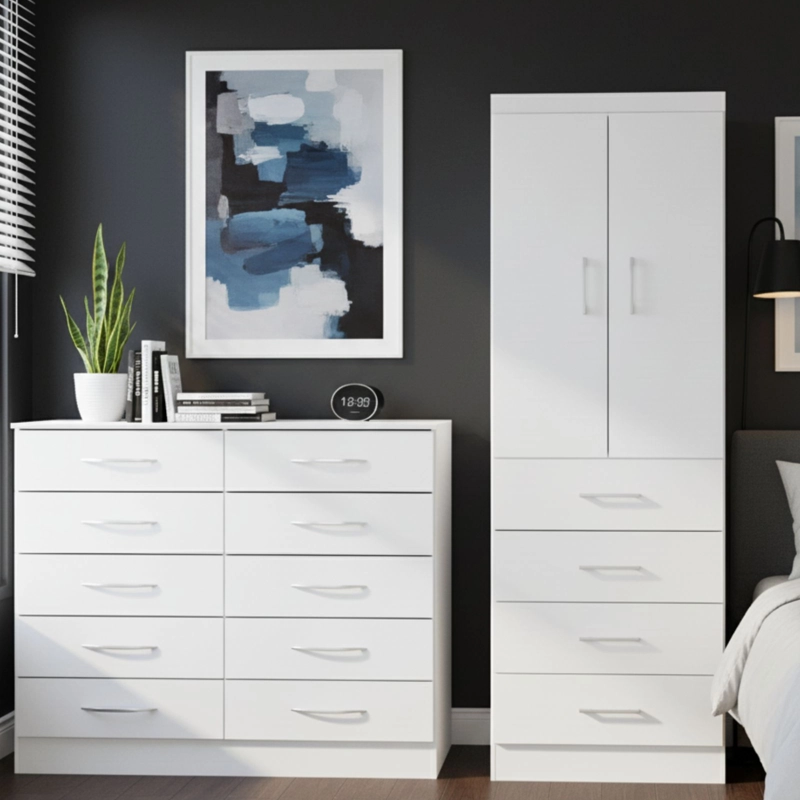 COMBO COMODA 10 CAJONES + CLOSET 2 PUERTAS 4 CAJONES BLANCO - 2