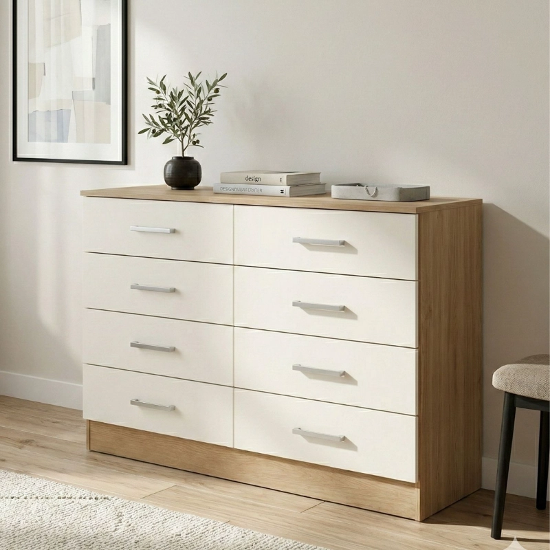 COMODA 8 CAJONES 117X41X76 CM BEIGE - EXIT - 1