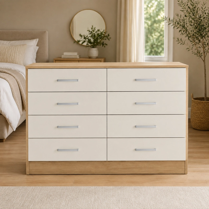 COMODA 8 CAJONES 117X41X76 CM BEIGE - EXIT - 2