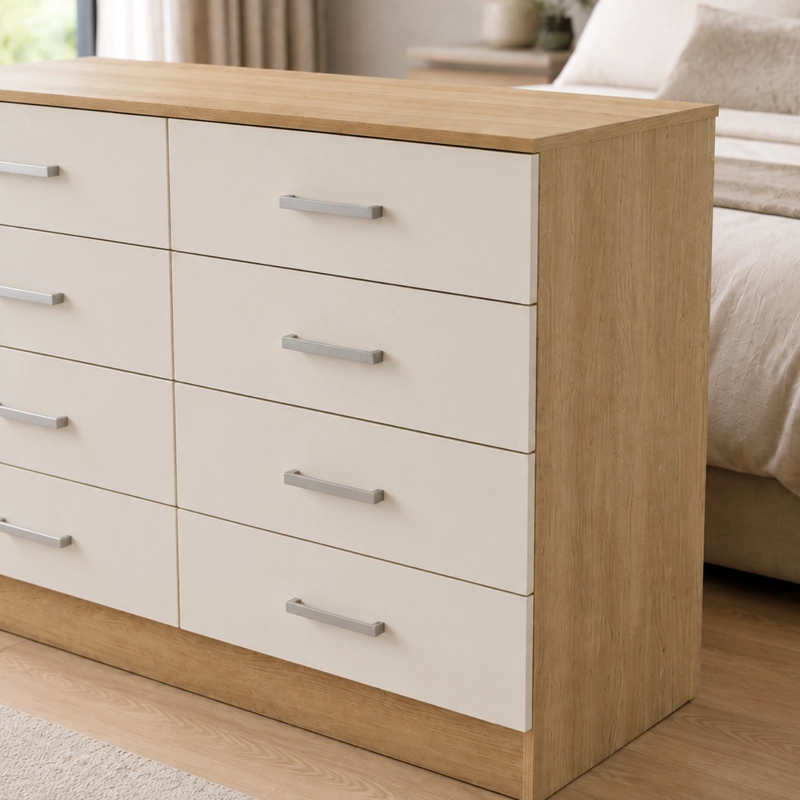 COMODA 8 CAJONES 117X41X76 CM BEIGE - EXIT - 3