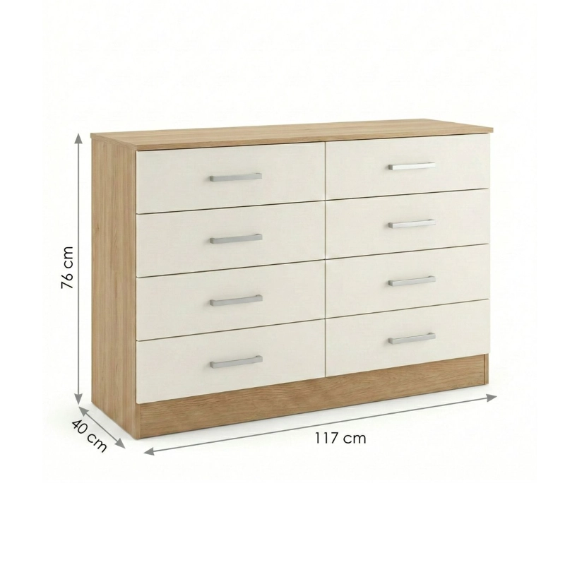 COMODA 8 CAJONES 117X41X76 CM BEIGE - EXIT - 4