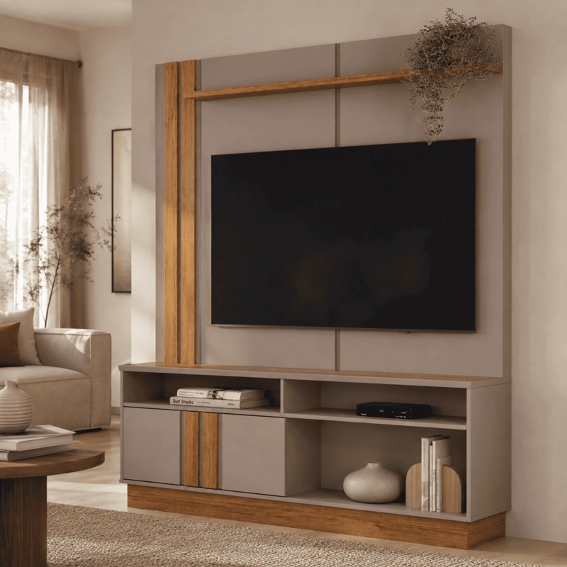 ESTANTE TV FORTALEZA HASTA 60 PULGADAS 160X180X36 CM GRIS - 1