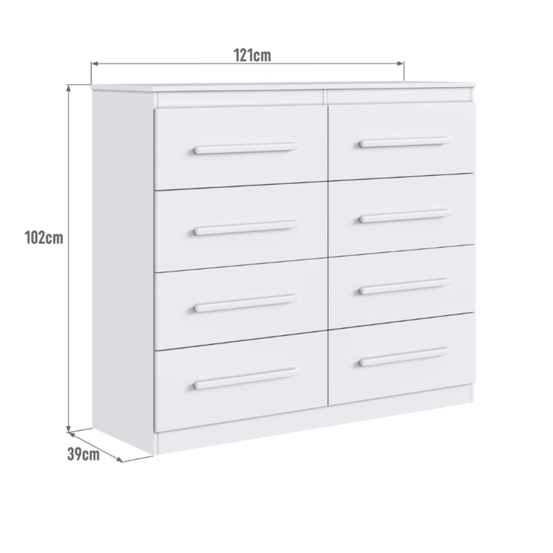 Cómoda Cajonera Arizona Plus 8 Cajones 102x121x39 cm Blanca Correderas Metálicas - 4