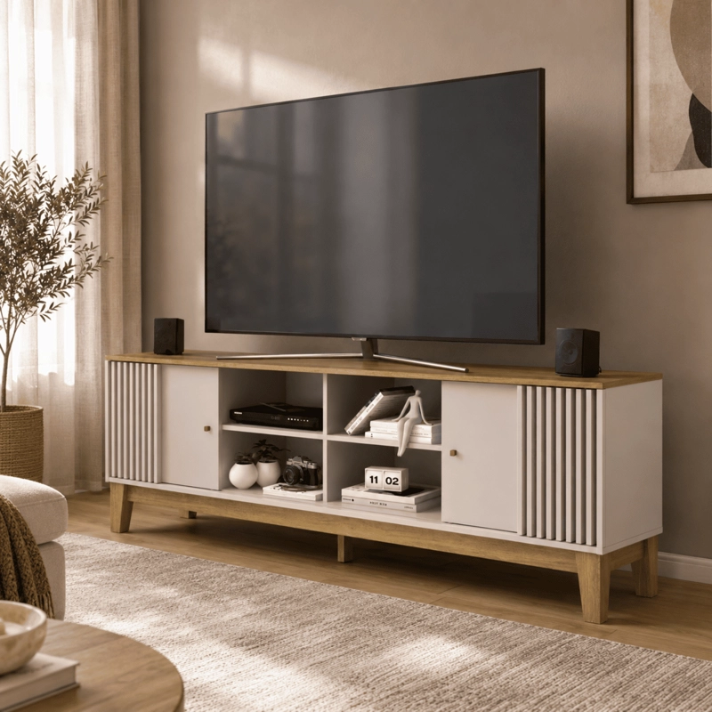 RACK TV HASTA 80 PULGADAS 200X66X36 BEIGE FLORENCIA - 1