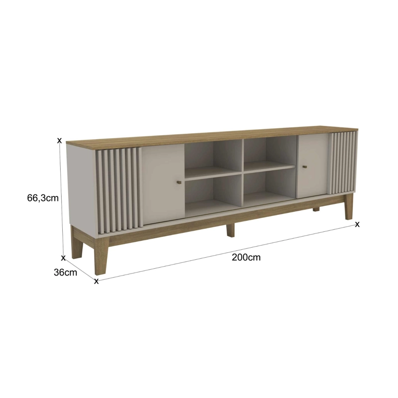 RACK TV HASTA 80 PULGADAS 200X66X36 BEIGE FLORENCIA - 3