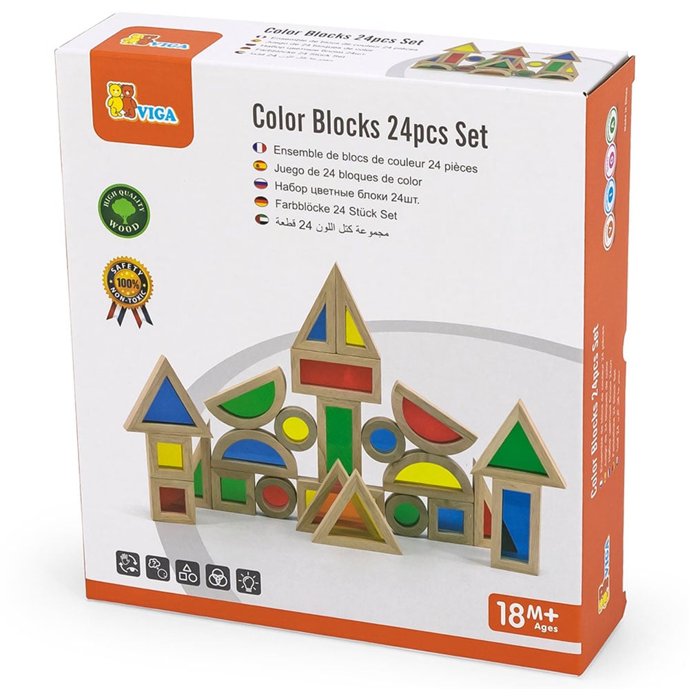 BLOQUES MADERA VENTANAS COLOR 24 PZ - 1