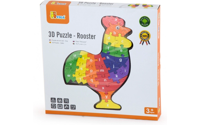 PUZLE MADERA 3D GALLO REVERSIBLE - 1