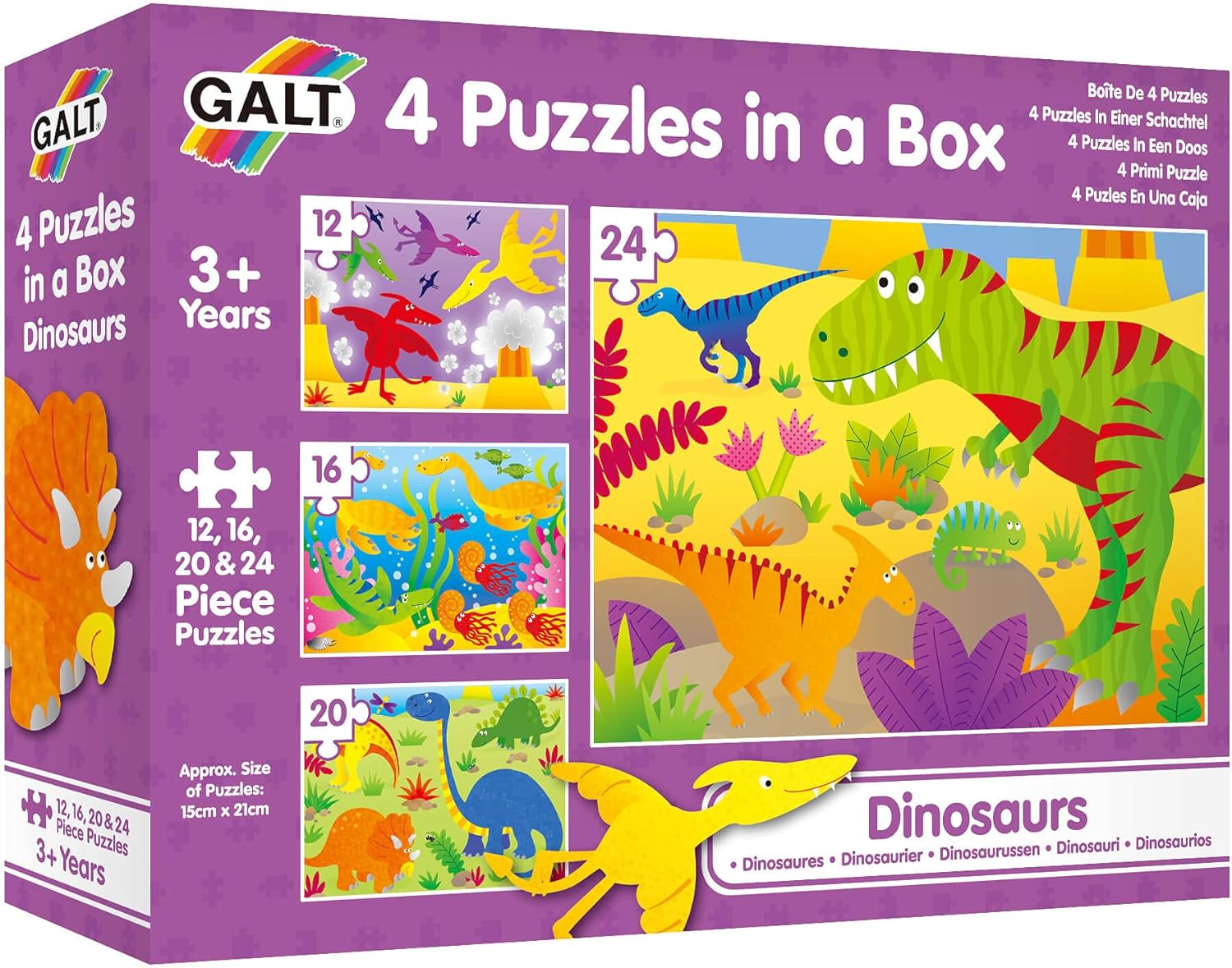PUZLE PROGRESIVO 12, 16, 20 Y 24 PZ DINOSAURIOS - 1