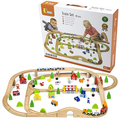 PISTA DE TRENES CON ACCESORIOS MADERA - 1