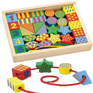 ENLAZAR PIEZAS GEOME TRICAS MADERA 30 PZ - 1