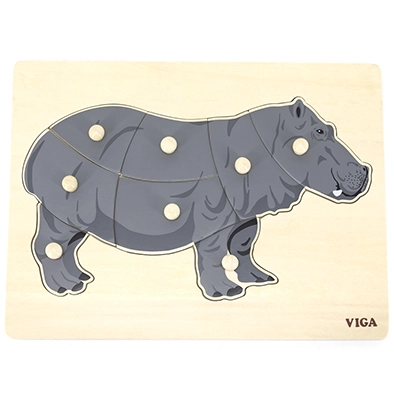 PUZLE MADERA TARUGO MONTESSORI 8 PZ HIPOPOTAMO - 1