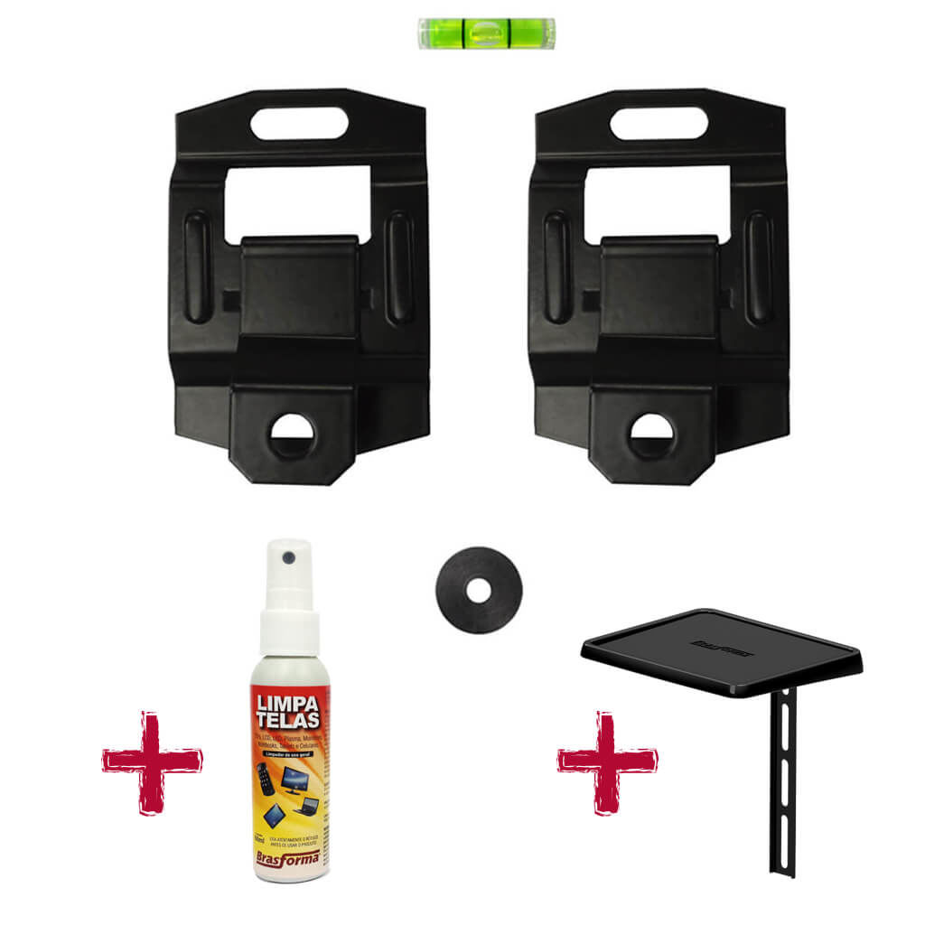 SOPORTE TV SBRU851 UNIVERSAL 10'' A 85'' + SOPORTE DECO 100KG NEGRO BRASFORMA - 1
