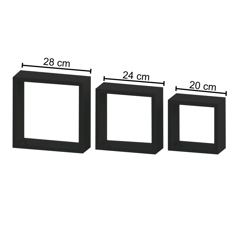 Repisas  tipo Cubos  x 3  -  28-24-20 cm NEGRO - NCHBRP-1-UV BRASFORMA - 2