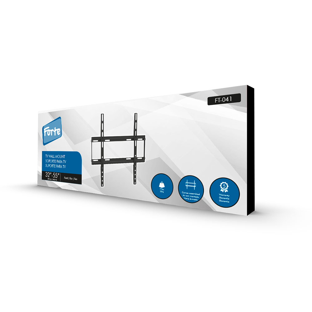 SOPORTE TV FT-041 ULTRA SLIM UNIVERSAL 32'' A 55'' MURO O TABIQUE NEGRO BRASFORMA - 4