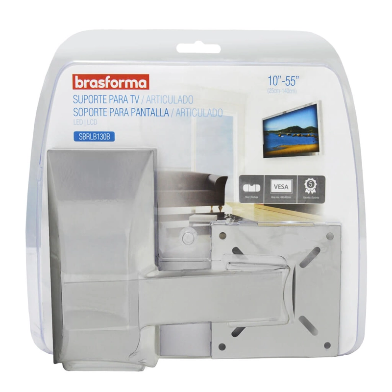 SOPORTE TV SBRLB130B CON BRAZO TV 10'' A 55'' INCLINACIÓN Y ROTACIÓN BLANCO BRASFORMA - 4