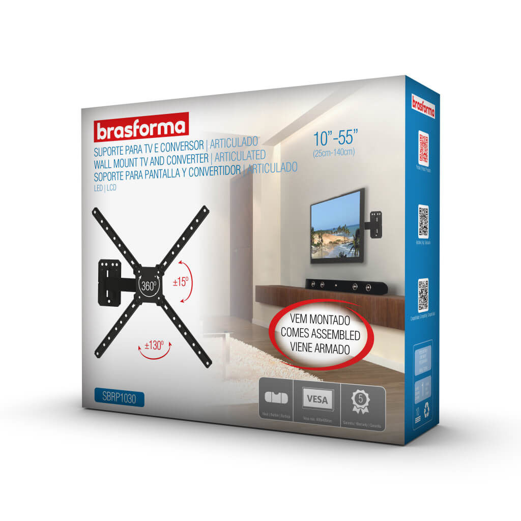 SOPORTE TV SBRP1030 CON BRAZO DE 19CM 10 A 55- 360° BRASFORMA - 4
