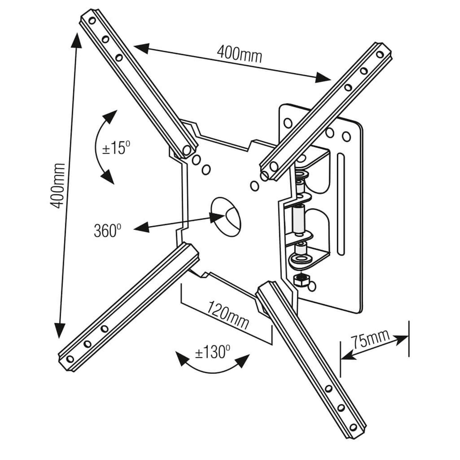 SOPORTE TV SBRP1020 ARTICULADO 10' A 55' 130° 30KG - 3