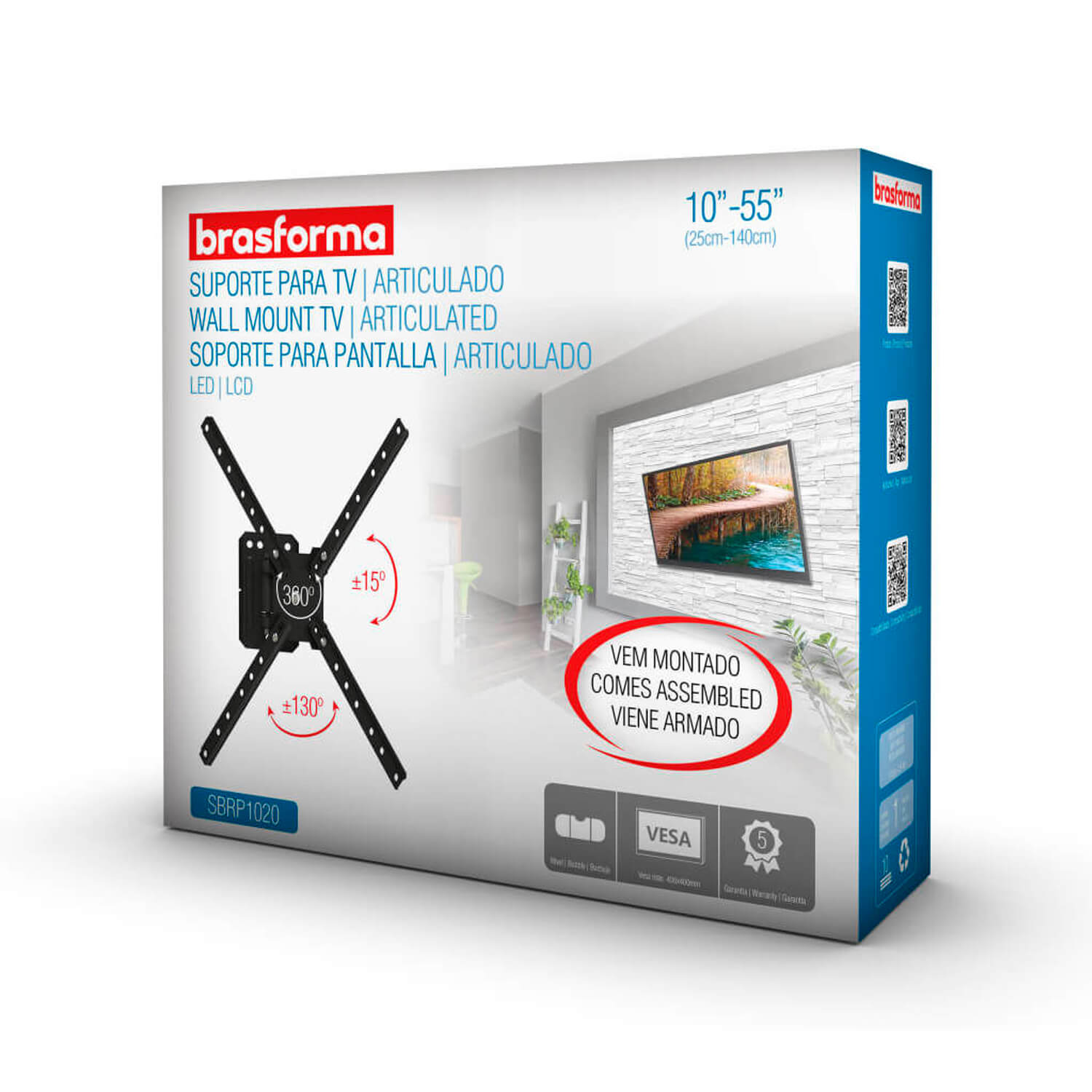 SOPORTE TV SBRP1020 ARTICULADO 10' A 55' 130° 30KG - 4