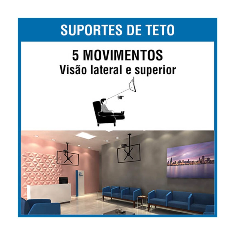 Soporte de Techo para TV 10" a 60" + deco - blanco SBRP150B - Brasforma - 4