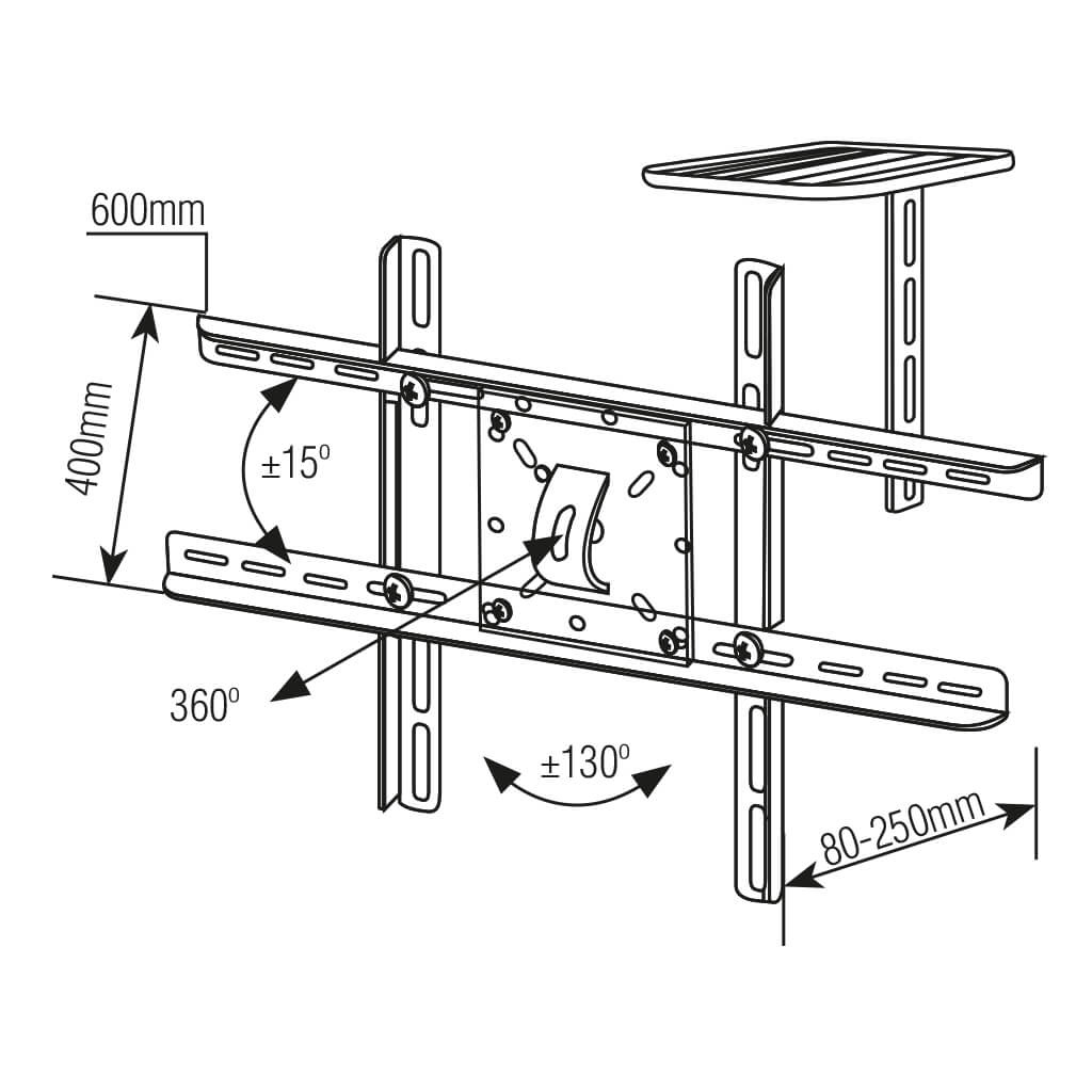 SOPORTE TV SBRP430 CON BRAZO 360° 10 A 70 + SOPORTE DECO - 2