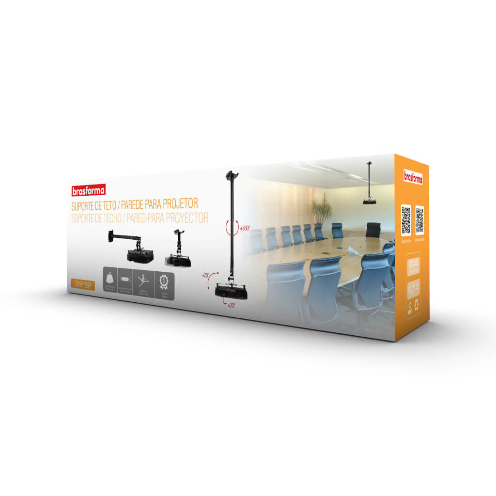 SOPORTE BRASFORMA UNIVERSAL BLANCO PROYECTOR TECHO/PARED BRAZO 10KG - 4