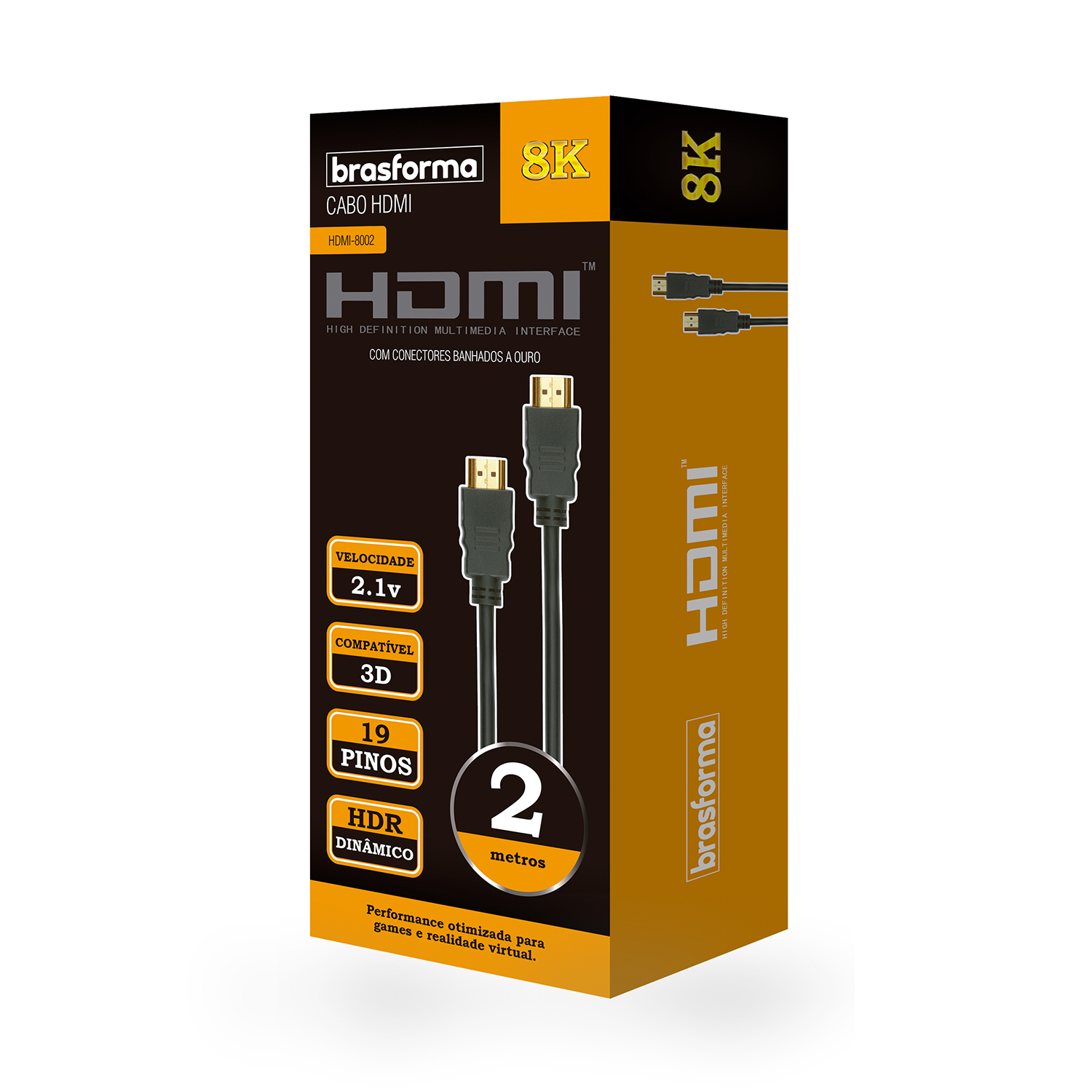 CABLE BRASFORMA HDMI 8K 2MTS 2.1V 3D READY ARC HDMI8002 - 1
