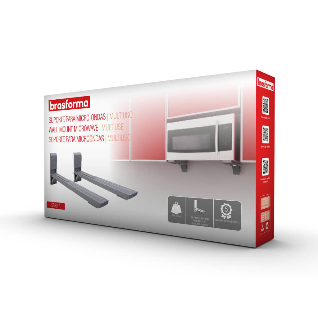 SOPORTE MICROONDAS BRASFORMA SBR3.7 - HORNO - MULTIUSO - 30KG PLATA - 4