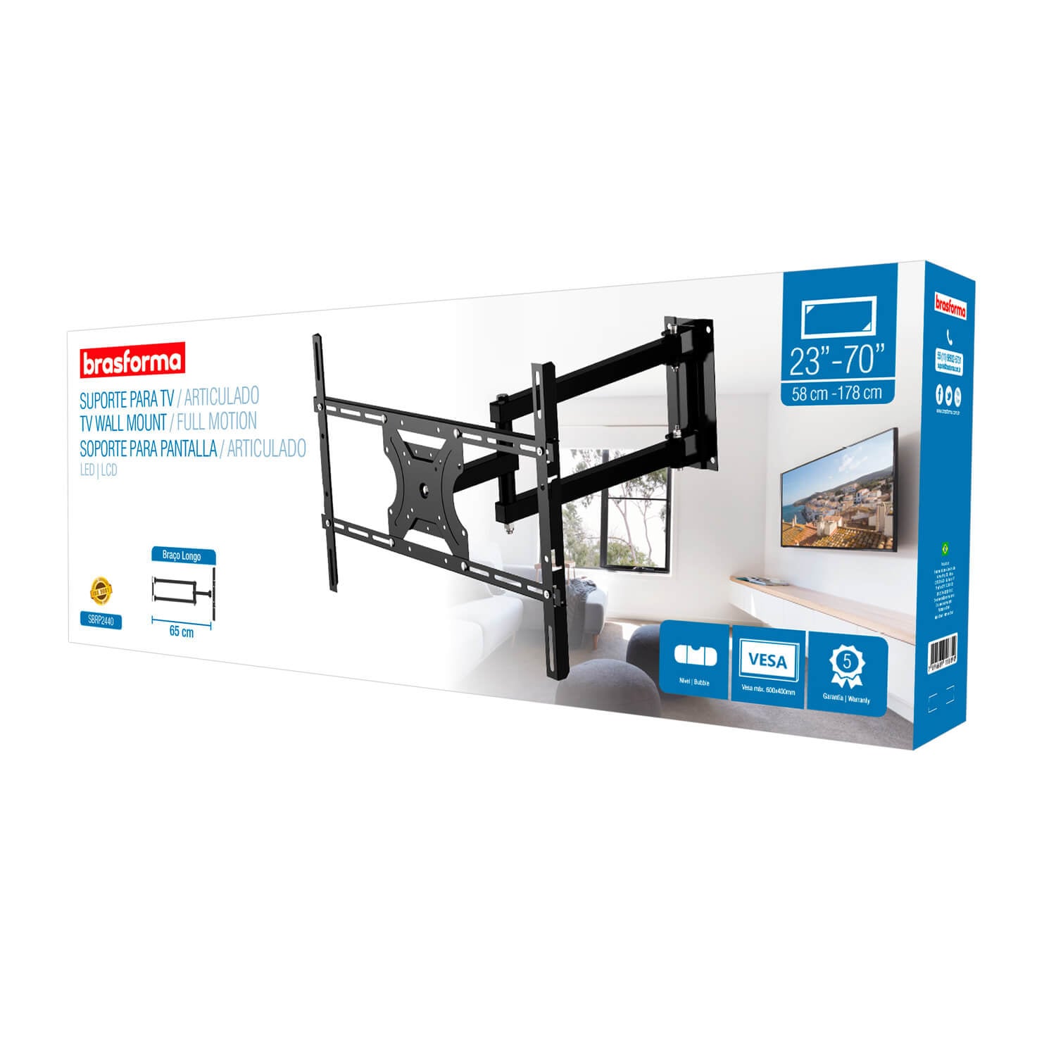 SOPORTE TV SBRP2440 CON BRAZO DE 65CM 23' A 70' 30KG - 4