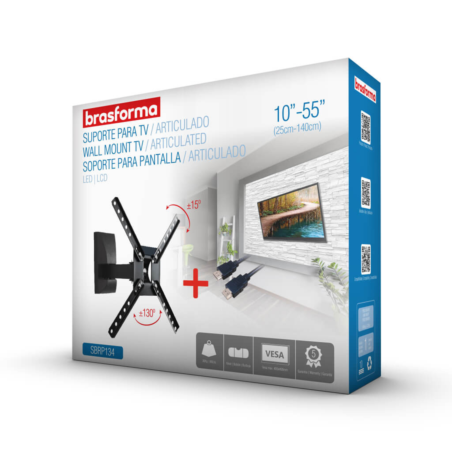 SOPORTE TV SBRP134 CON BRAZO 10' A 55' + HDMI 1MTS - 5