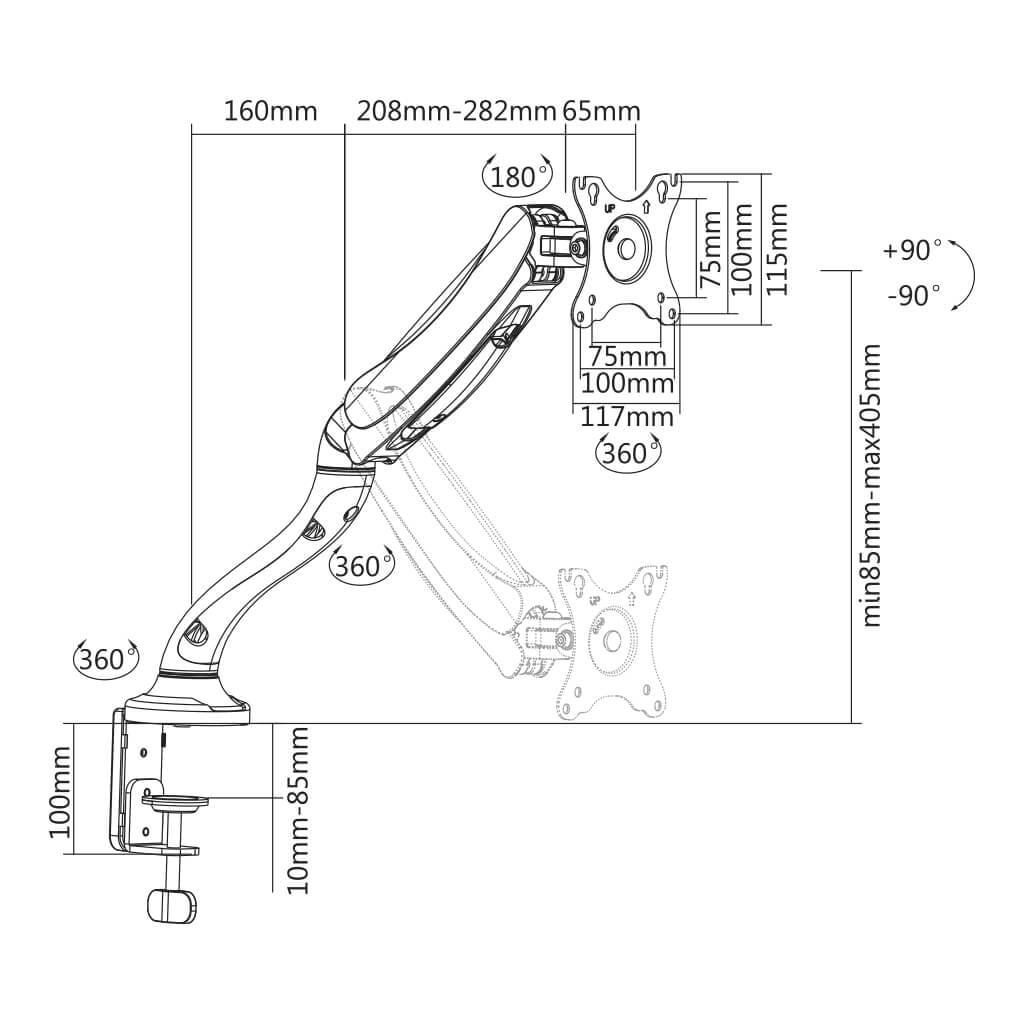 SOPORTE BRASFORMA MONITOR GAS SPRING 13' A 27' 360° - 4