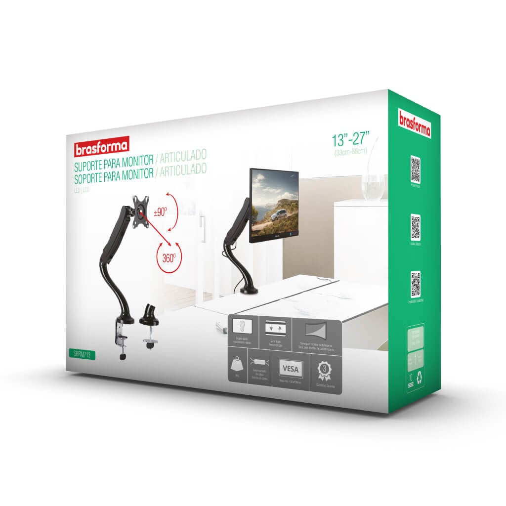 SOPORTE BRASFORMA MONITOR GAS SPRING 13' A 27' 360° - 5