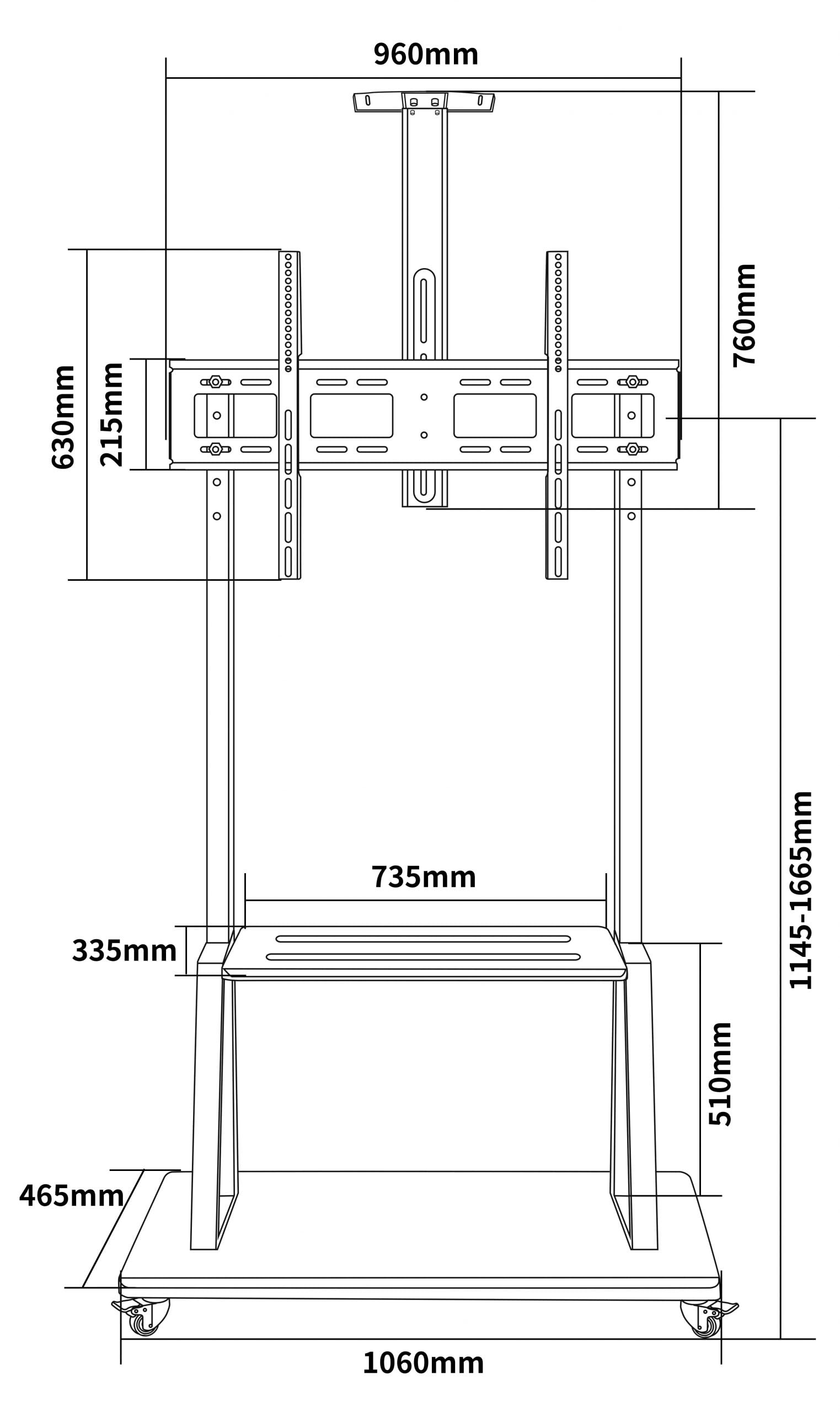 RACK PARA TV SKRR02-04E C/RUEDAS 55' A 110' 120KG HEAVY DUTY - 5