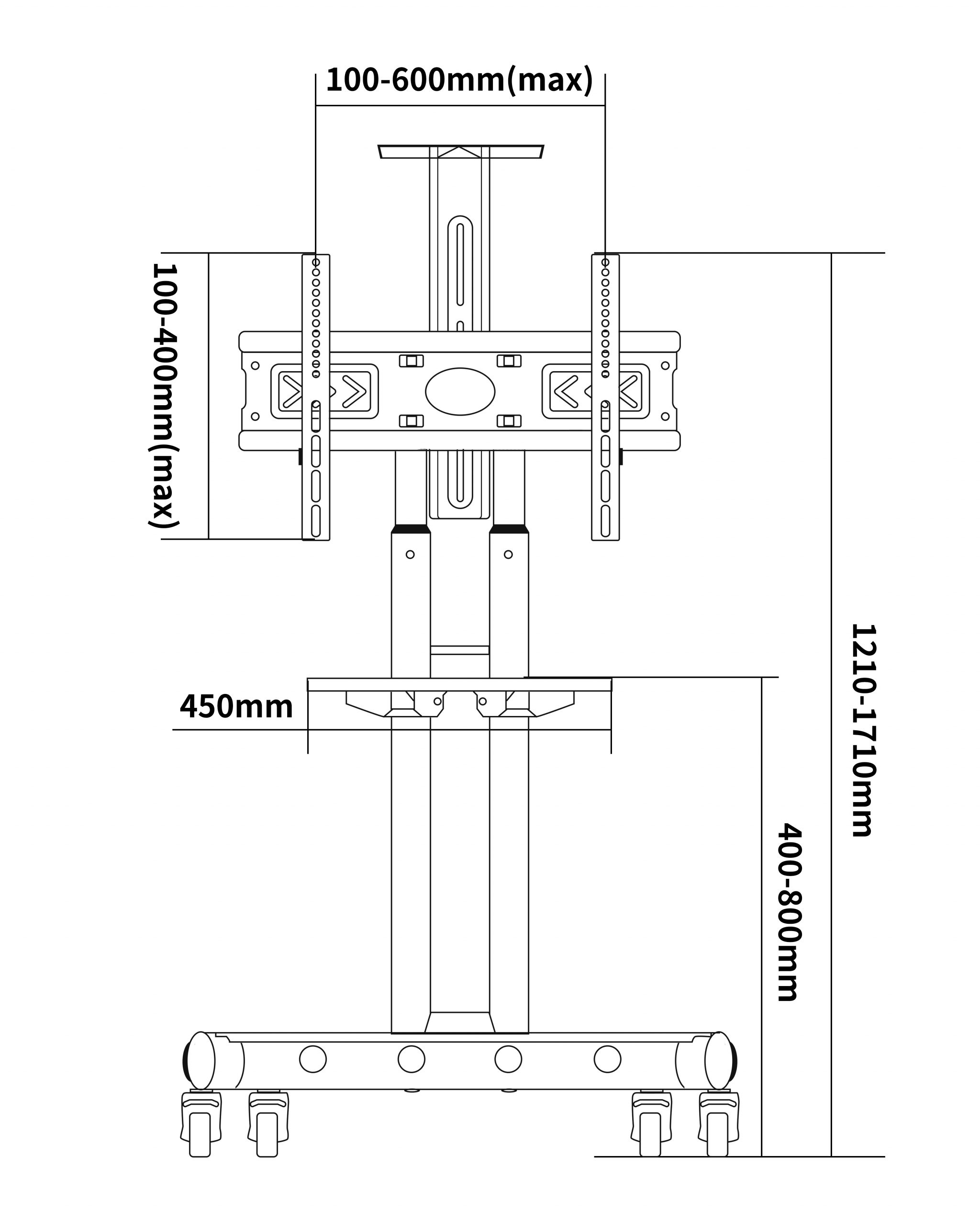PEDESTAL SKCR01-007 PARA TV 32' A 86' 50KG CARGA C RUEDAS BRASFORMA - 5