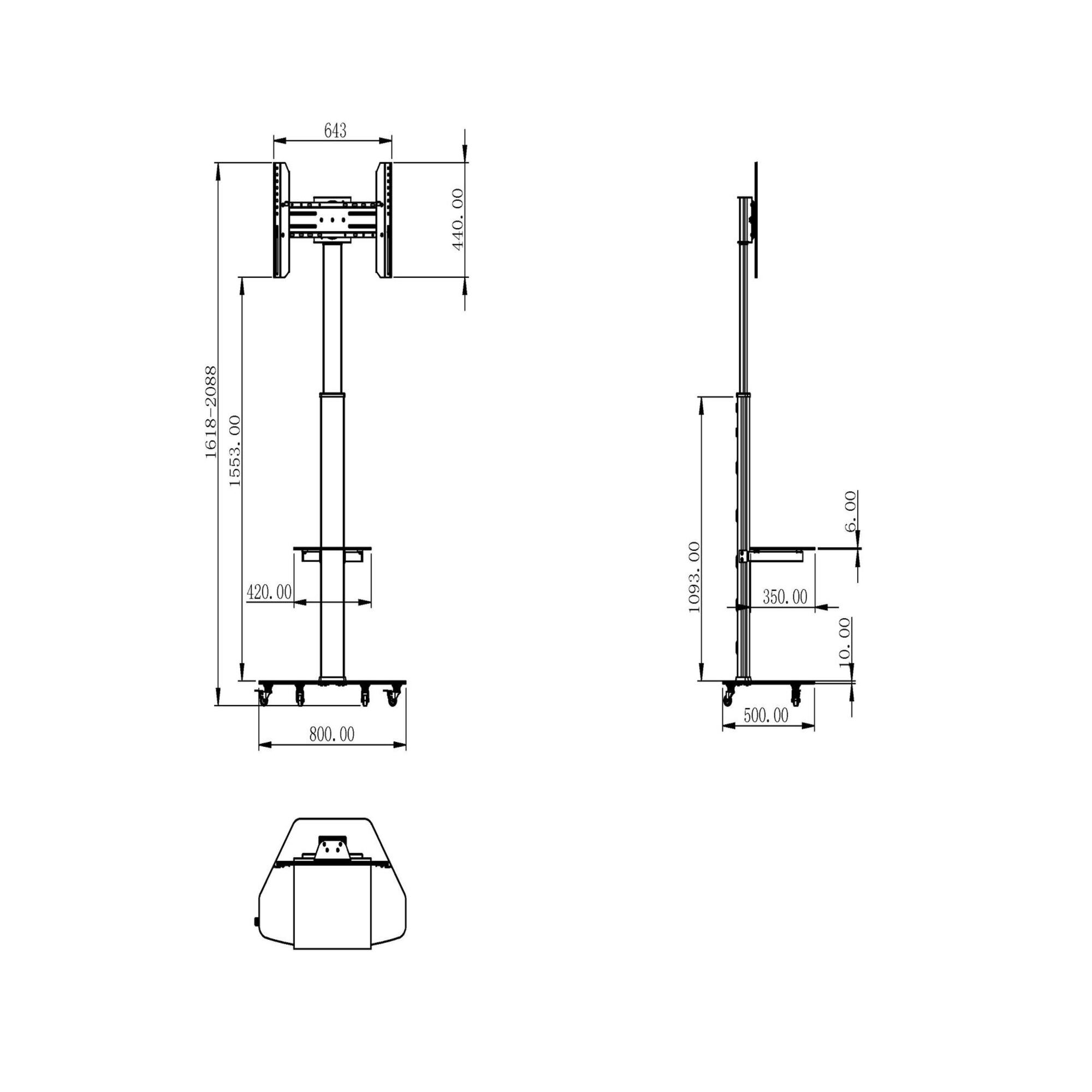 PEDESTAL SKCR06-001 PARA TV 37' A 70' 40KG GIRO 180° DELUXE ALUMINIO BRASFORMA - 3