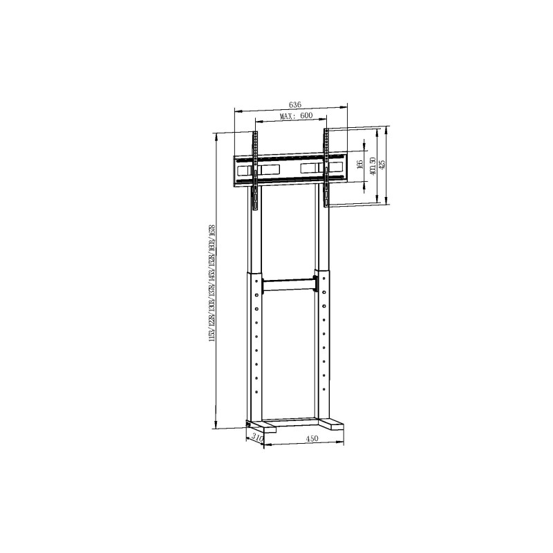 PEDESTAL SKCF17-001 PARA TV 37' A 70' 40KG GIRO 180° DELUXE ALUMINIO BRASFORMA - 4