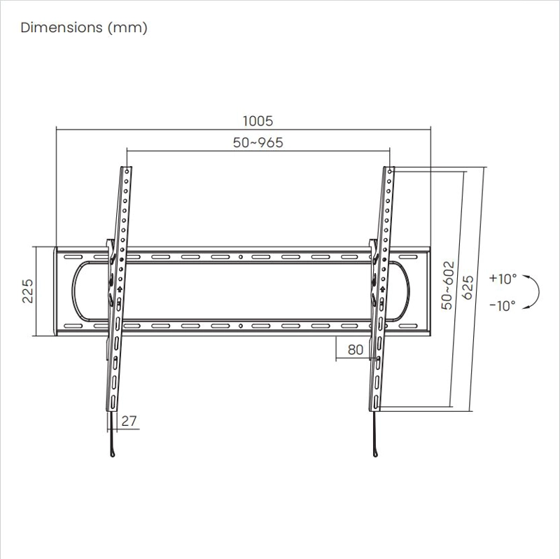 Soporte para TV de  Alta Carga INCLINABLE  60" a 120"  - 120kg SBRP73-69T  Brasforma - 7