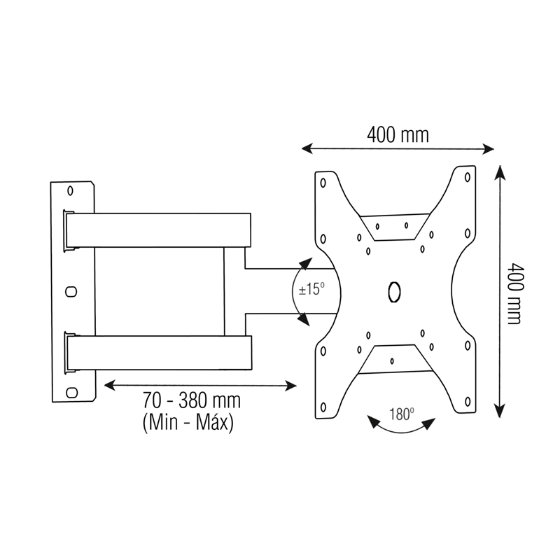 Soporte para TV con Brazo de  38cm  23" a 56" para Cocina  SBRP2040B  Brasforma - 4