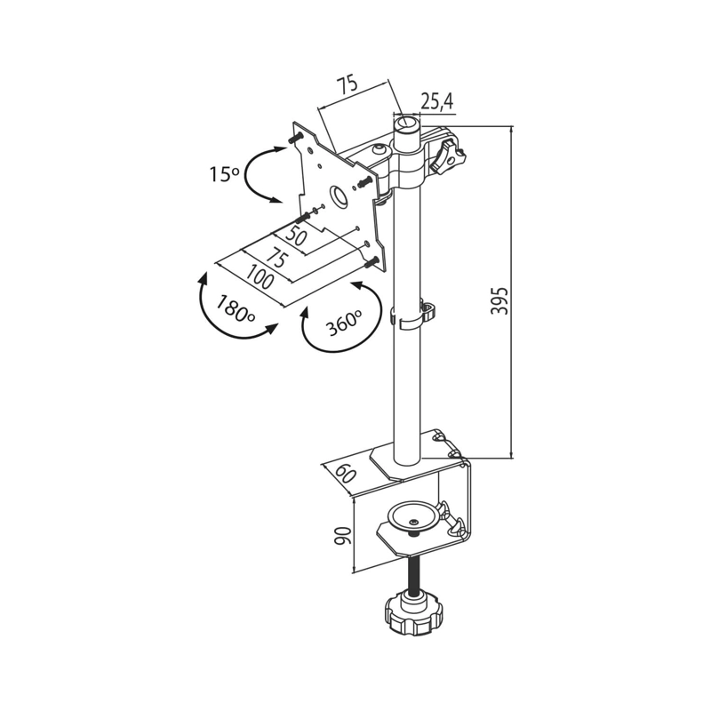 SOPORTE PARA MONITOR DE 13' A 27'  360° INCLINABLE 8KG  BM-811 BRASFORMA - 3