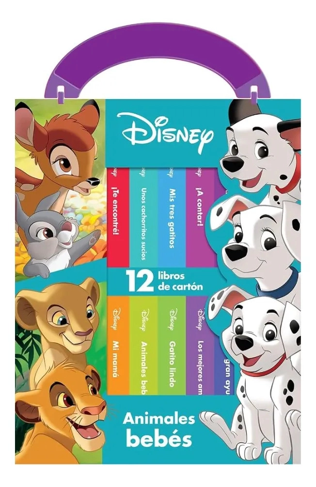 ESTUCHE DISNEY ANIMALES BEBE S BIBLIOTECA 12 LIBROS CARTON - 1