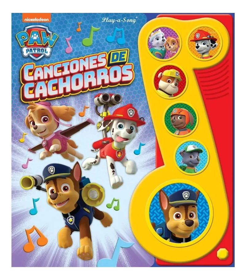 PAW PATROL CANCIONES DE CACHORROS LIBRO MUSICAL 6 BOTONES - 1
