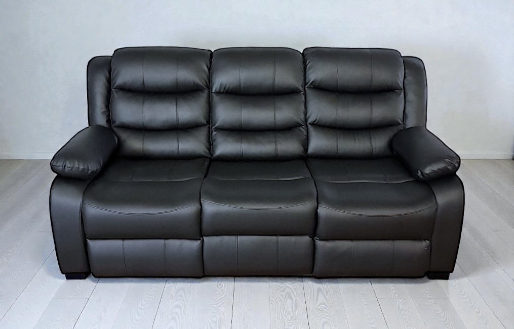 SOFA RECLINABLE RELAXLINE 3 CUERPOS NEGRO/POSA VASO - 1